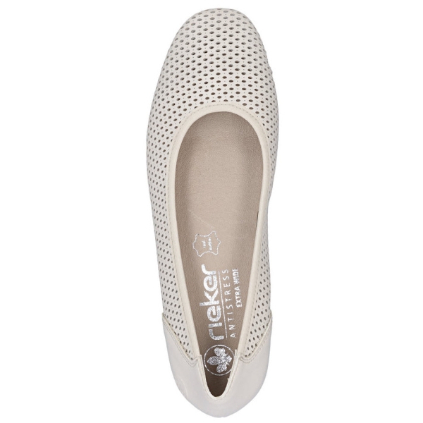 Czółenka ażurowe damskie Rieker 43459-60 BEIGE