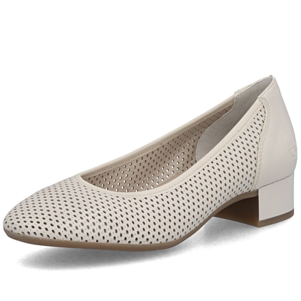 Czółenka ażurowe damskie Rieker 43459-60 BEIGE
