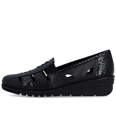 Mokasyny damskie z wycięciami Rieker L5358-00 BLACK
