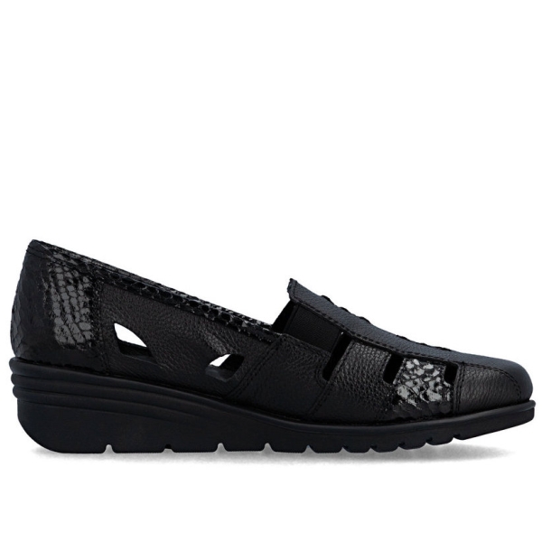 Mokasyny damskie z wycięciami Rieker L5358-00 BLACK