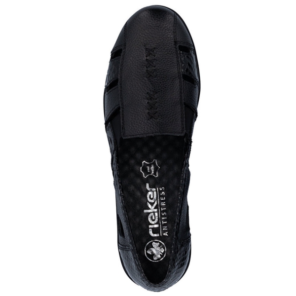 Mokasyny damskie z wycięciami Rieker L5358-00 BLACK
