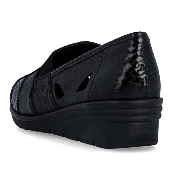Mokasyny damskie z wycięciami Rieker L5358-00 BLACK