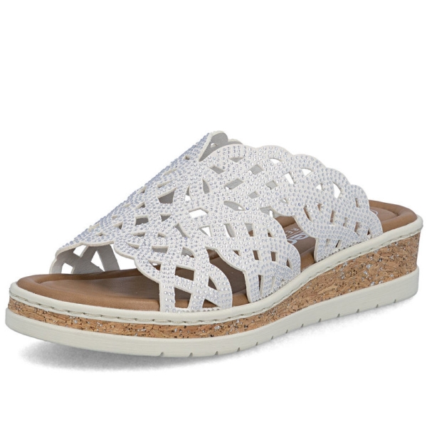 Klapki damskie Rieker V4189-80 WHITE