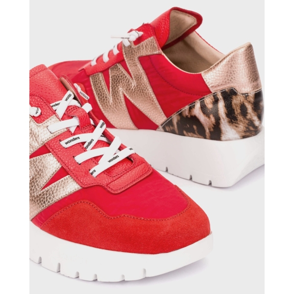 Sneakersy damskie Wonders A-24100 TREND V FLAME NYLON FOG ROJO
