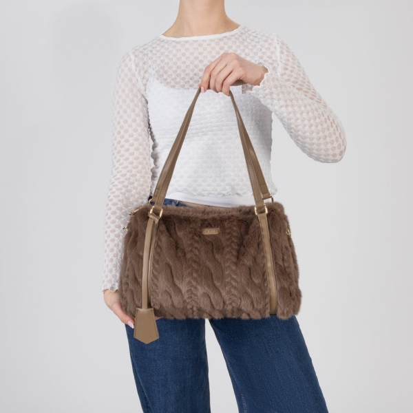 Rieker H1038-64 BEIGE torebka damska EKO ciemno beżowa