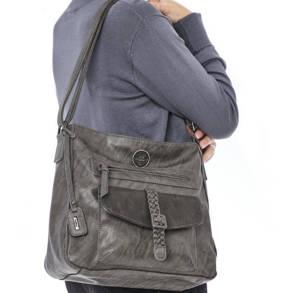 Rieker H1340-42 GREY torebka damska EKO ciemno szara