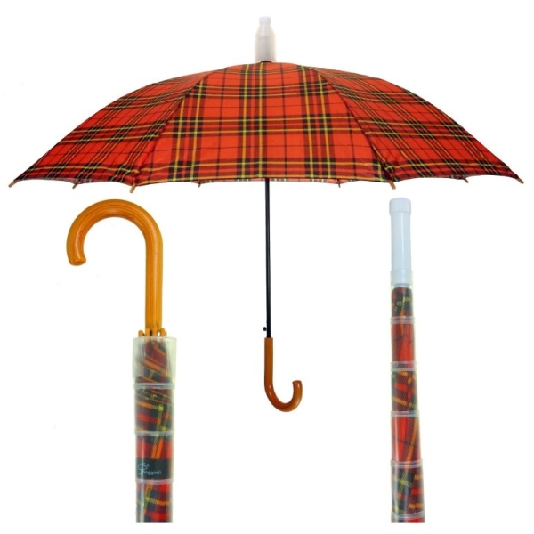 AR 6604A  parasol damski w kratę z plastikowym etui