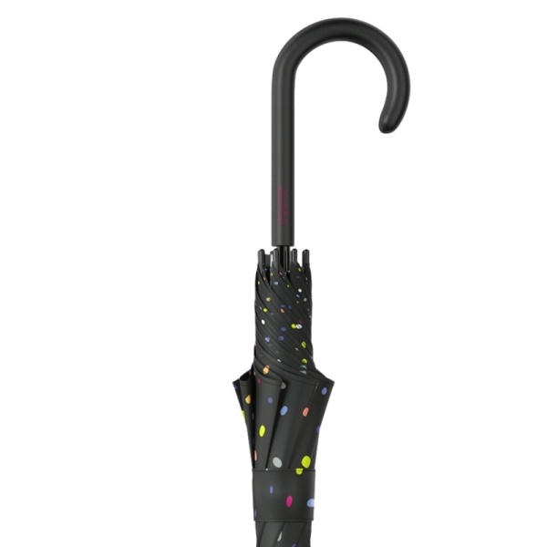Benetton 56906 Long AC parasol damski czarny w kropki