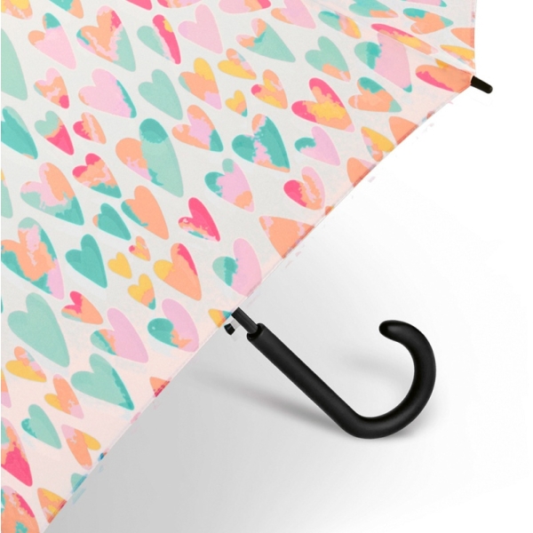 Benetton 59040 Long AC parasol damski biały w kolorowe serca