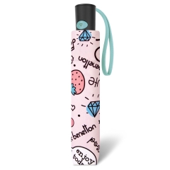Benetton 59057 Mini AC parasol damski różowy z napisami