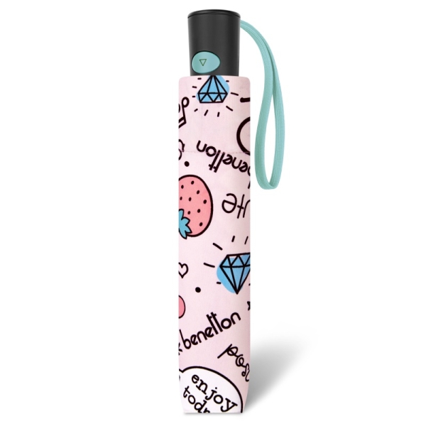 Benetton 59057 Mini AC parasol damski różowy z napisami