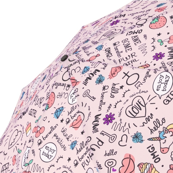 Benetton 59057 Mini AC parasol damski różowy z napisami