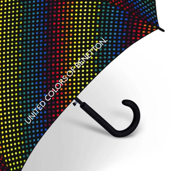 Benetton 59063 Long AC parasol damski czarny w kolorowe kropki
