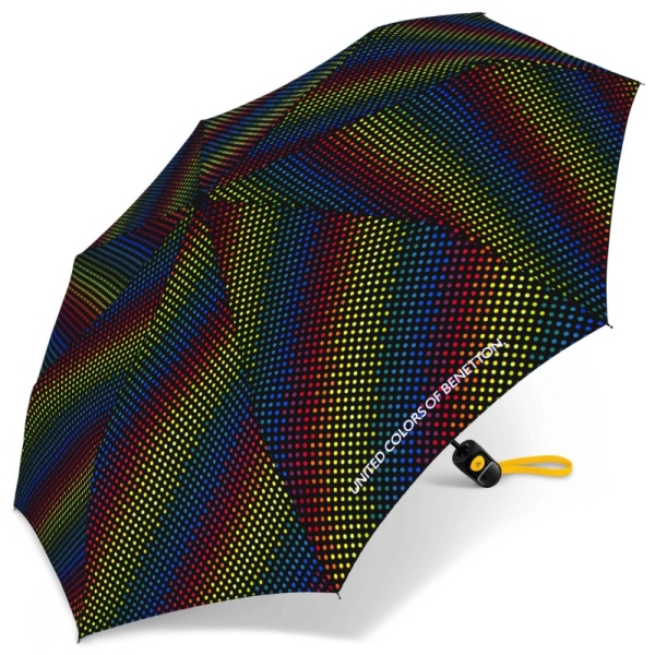 Benetton 59066 MINI AC parasol damski czarny w kolorowe kropki