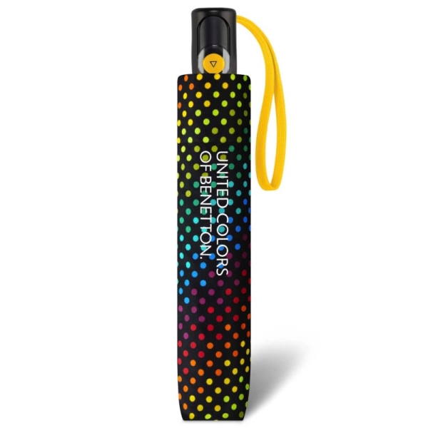 Benetton 59066 MINI AC parasol damski czarny w kolorowe kropki