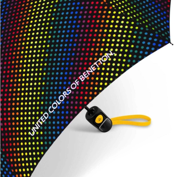 Benetton 59066 MINI AC parasol damski czarny w kolorowe kropki