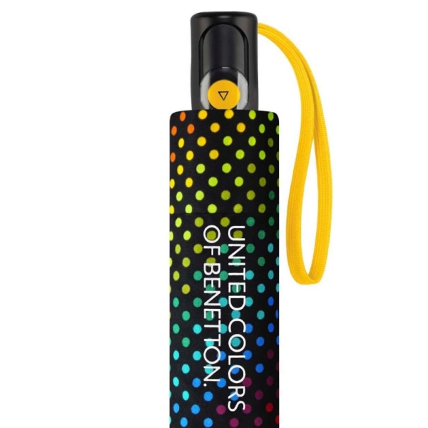 Benetton 59066 MINI AC parasol damski czarny w kolorowe kropki