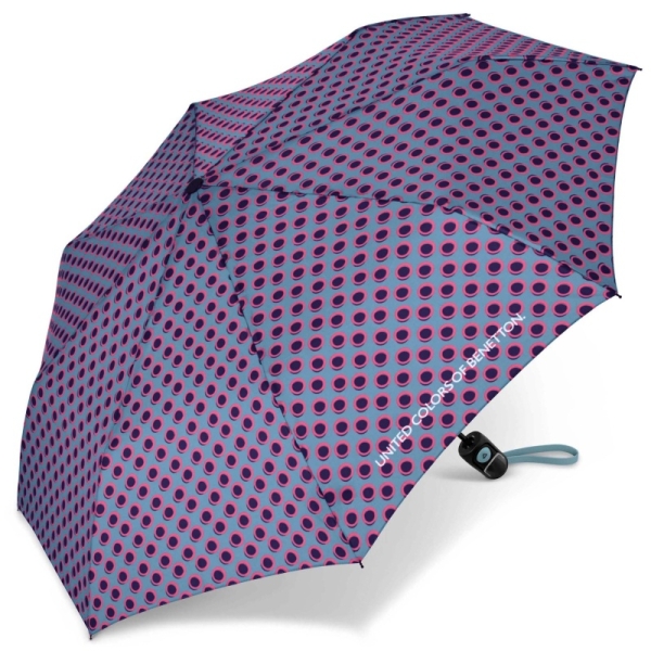 Benetton 59074 MINI AC parasol damski szary w fioletowe kółka