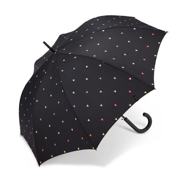 Esprit Happy Rain 58692 LONG AC parasolka czarna w serduszka