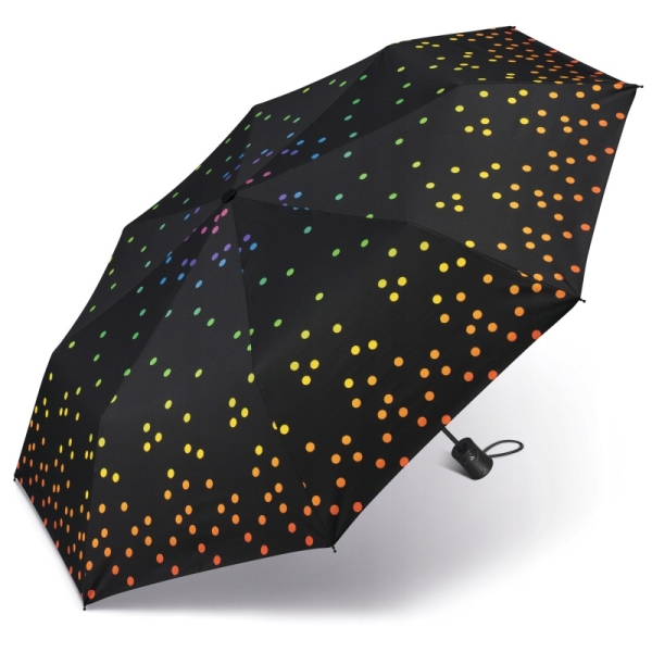 Essentials Happy Rain 42278 parasolka czarna z kolorowymi kropkami