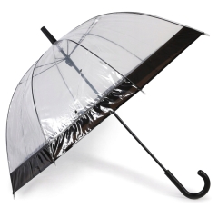 Happy Rain 40973 LONG Domeshape parasolka transparentna z czarną obwódką