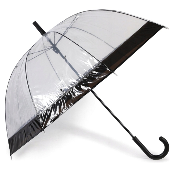 Happy Rain 40973 LONG Domeshape parasolka transparentna z czarną obwódką