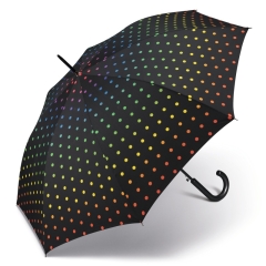Happy Rain 41088 parasolka czarna z kolorowymi kropkami