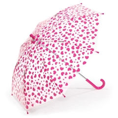 Happy Rain 48558 parasolka dziecięca transparentna - różowe serduszka