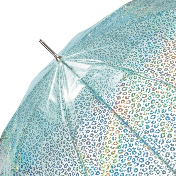 Happy Rain 40964 Long POE parasolka transparentna z srebrnym wzorem