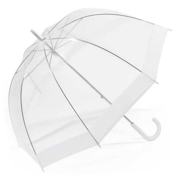 Happy Rain 40974 LONG Domeshape parasolka transparentna z białą obwódką