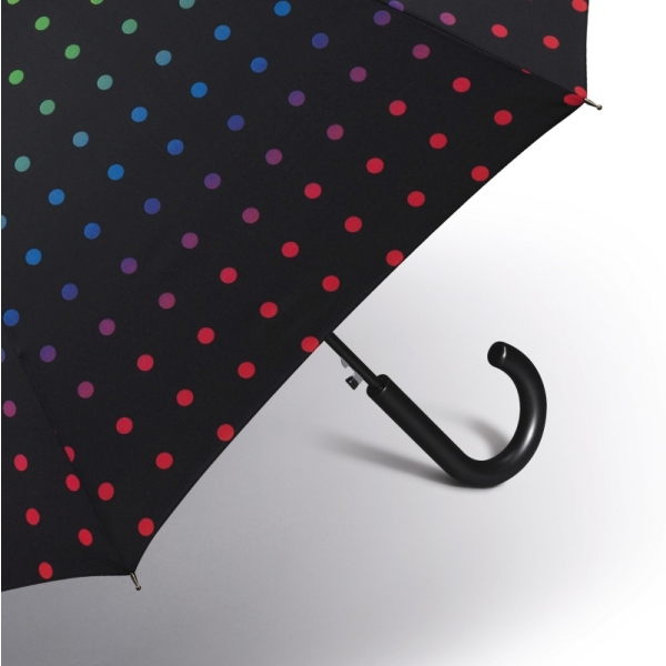 Happy Rain 41088 LONG parasolka czarna z kolorowymi kropkami
