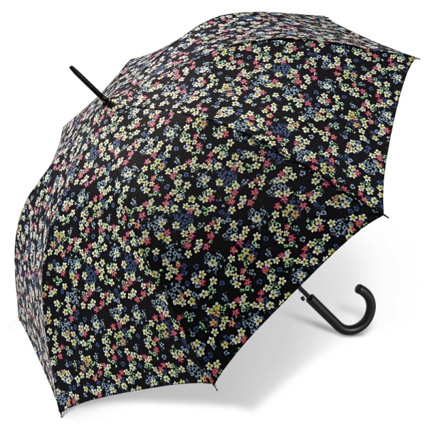 Happy Rain 41106 Long AC Millefleurs parasol damski czarny w kwiaty