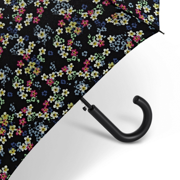 Happy Rain 41106 Long AC Millefleurs parasol damski czarny w kwiaty