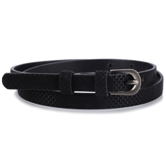 Marquis Belts pasek damski skórzany czarny ze wzorem 80 cm