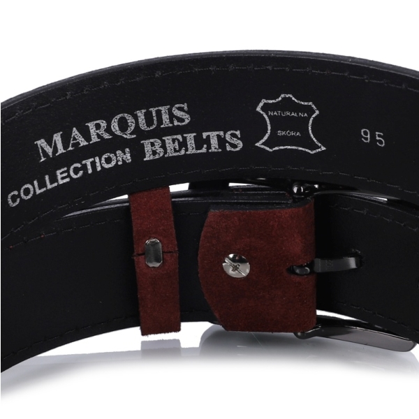 Marquis Belts pasek skórzany zamszowy burgundowy 95 cm