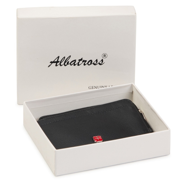 Albatross AL NEW07 L BLACK etui na karty skórzane czarne RFID