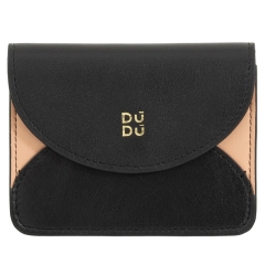 DuDu Adriatic-Black rose etui na karty skórzane ciemny róż