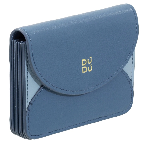 DuDu Adriatic-Denim Blue etui na karty skórzane niebieski