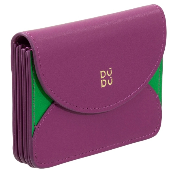 DuDu Adriatic-Fuchsia etui na karty skórzane fuksjowe