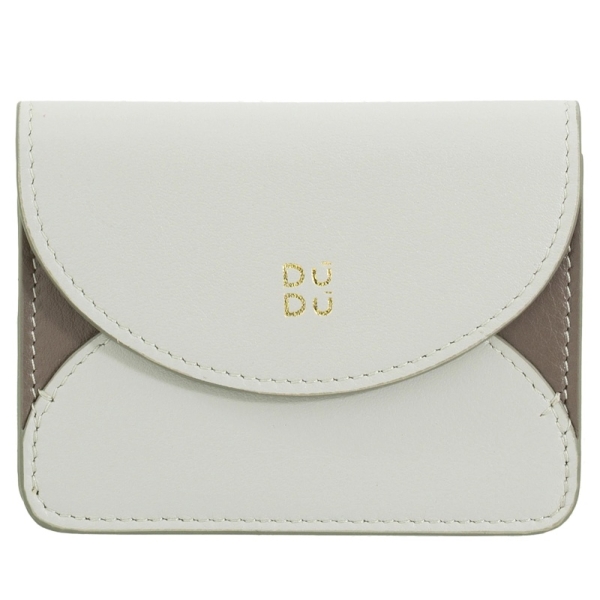 DuDu Adriatic-Pearl grey etui na karty skórzane perłowe szare