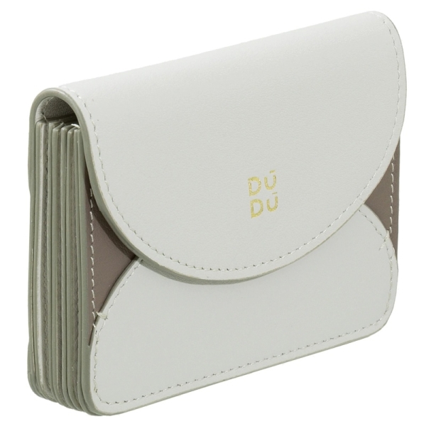 DuDu Adriatic-Pearl grey etui na karty skórzane perłowe szare