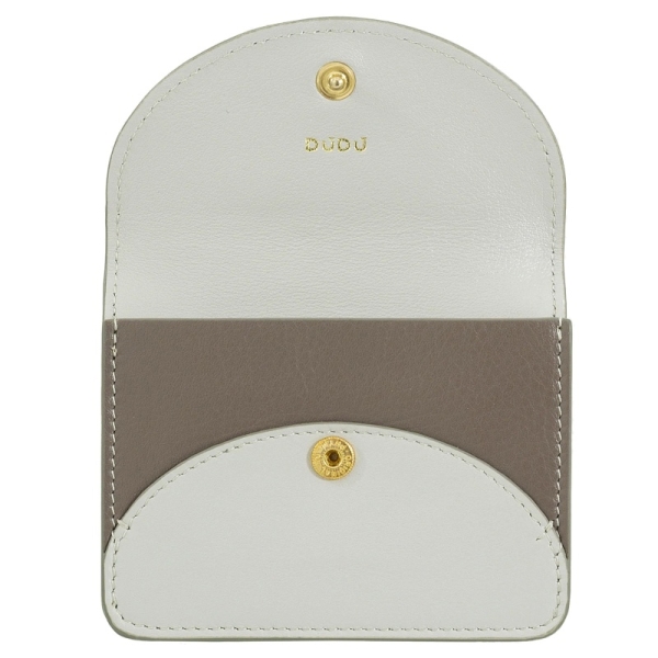 DuDu Adriatic-Pearl grey etui na karty skórzane perłowe szare