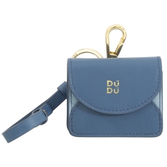 DuDu Charlotte-Denim Blue etui na słuchawki skórzane niebieskie