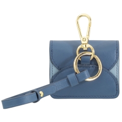 DuDu Charlotte-Denim Blue etui na słuchawki skórzane niebieskie