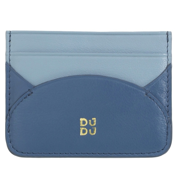 DuDu Ionian-Denim Blue etui na karty skórzane niebieskie