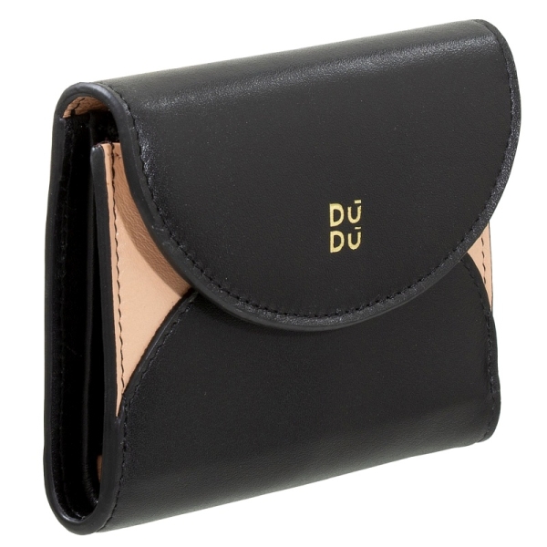 DuDu Mediterranean-Black rose portfel skórzany ciemny róż
