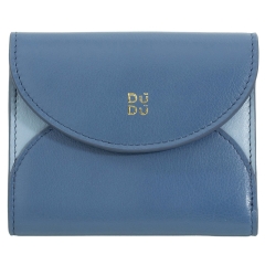 DuDu Mediterranean-Denim Blue portfel skórzany niebieski