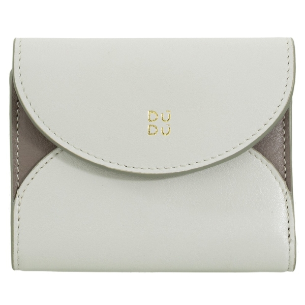 DuDu Mediterranean-Pearl grey portfel skórzany perłowo szary