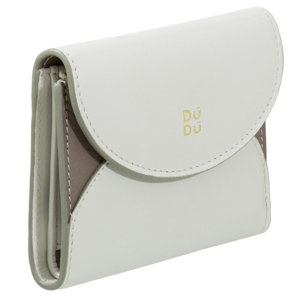 DuDu Mediterranean-Pearl grey portfel skórzany perłowo szary