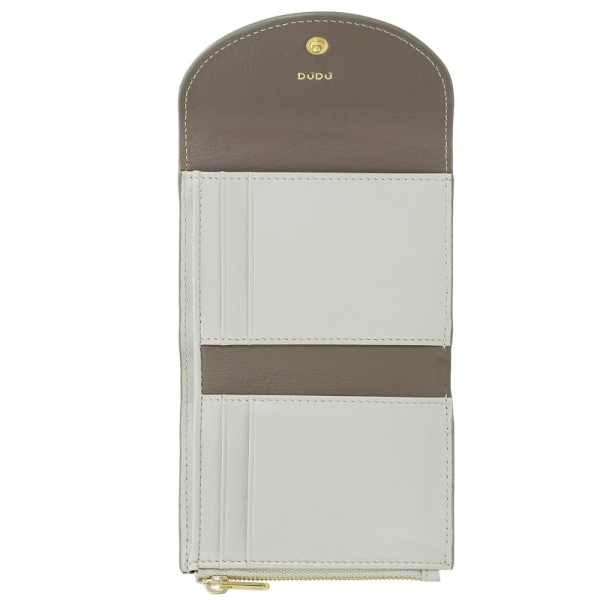 DuDu Mediterranean-Pearl grey portfel skórzany perłowo szary